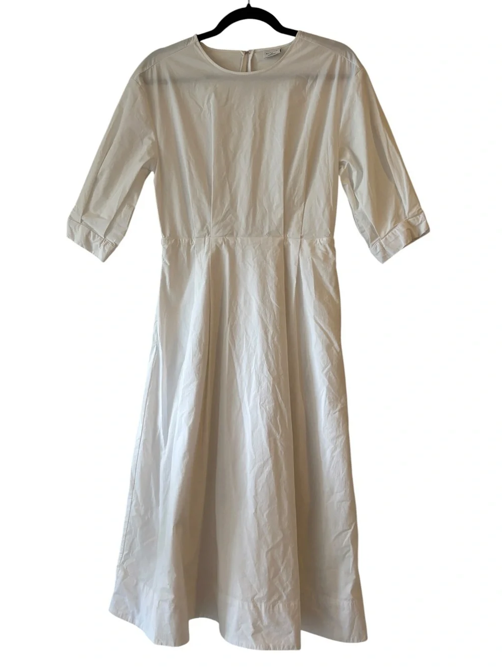 Aritzia Babaton Brighton Poplin White Midi Dress with 3/4 Sleeves XS Fit & Flare - Picture 6 of 15